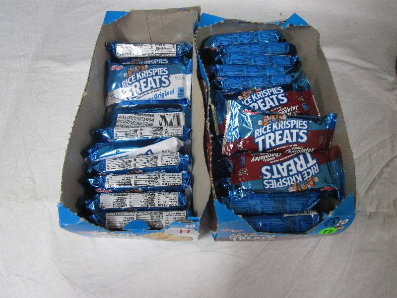 lot 17 image: 29 Rice Krispies Treats Double Chocoaltely Chunk and Carmel Chocolatey chunk ad Original