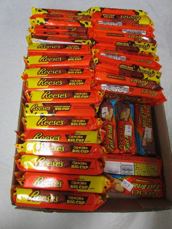 lot 62 image: 34 Total Reeses Peanut Butter Cups and Misc