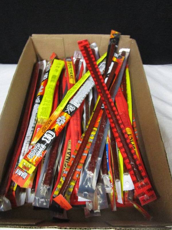 lot 106 image: Variety of 30 Long Sticks of Beef Jerkey