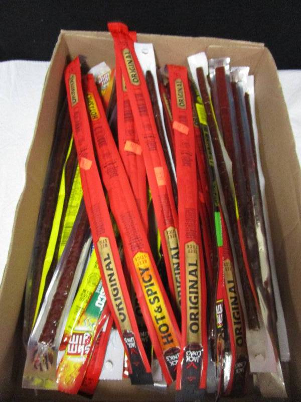 lot 107 image: Variety of 30 Long Sticks of Beef Jerkey