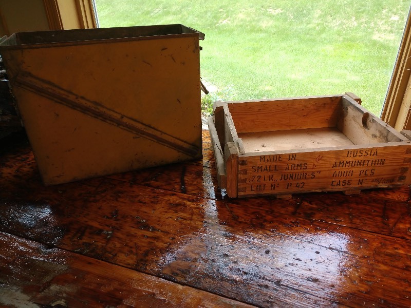 lot 34 image: Metal Army Ammunition Box and Wood Russian Army Ammunition Box