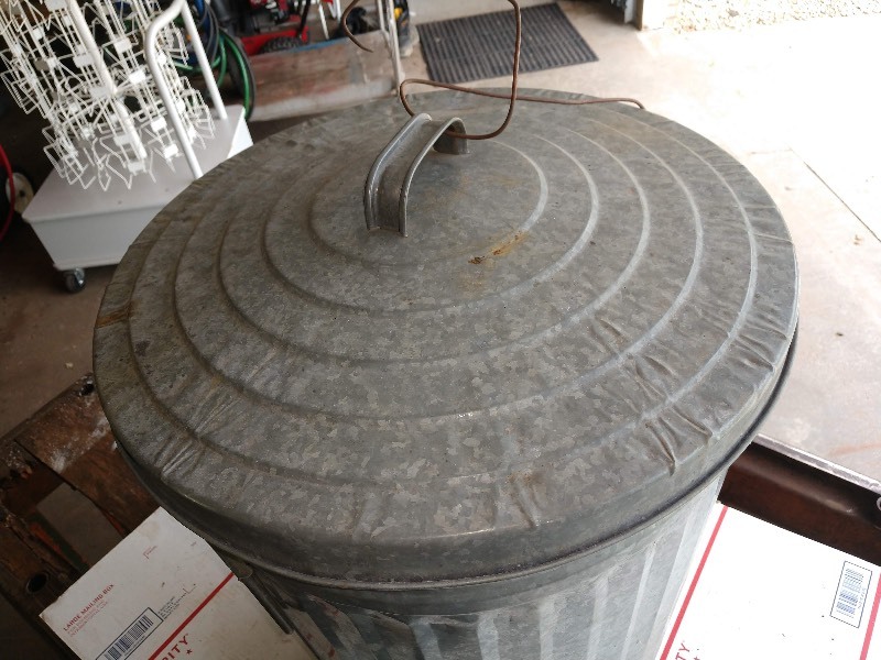 lot 47 image: Antique Galvanized Corrugated Garbage Can