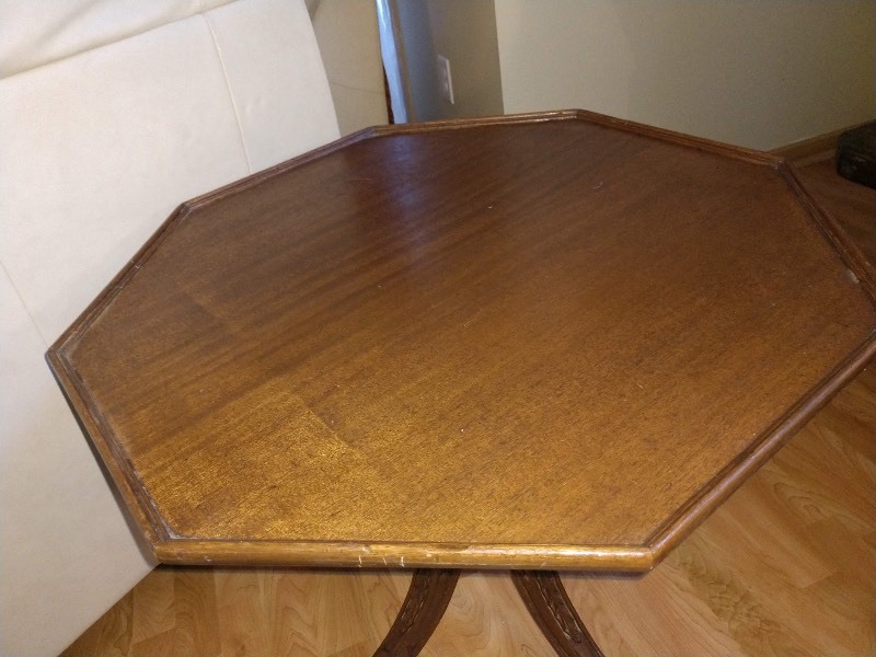 lot 69 image: Octagon Pedestal Wood Side Table