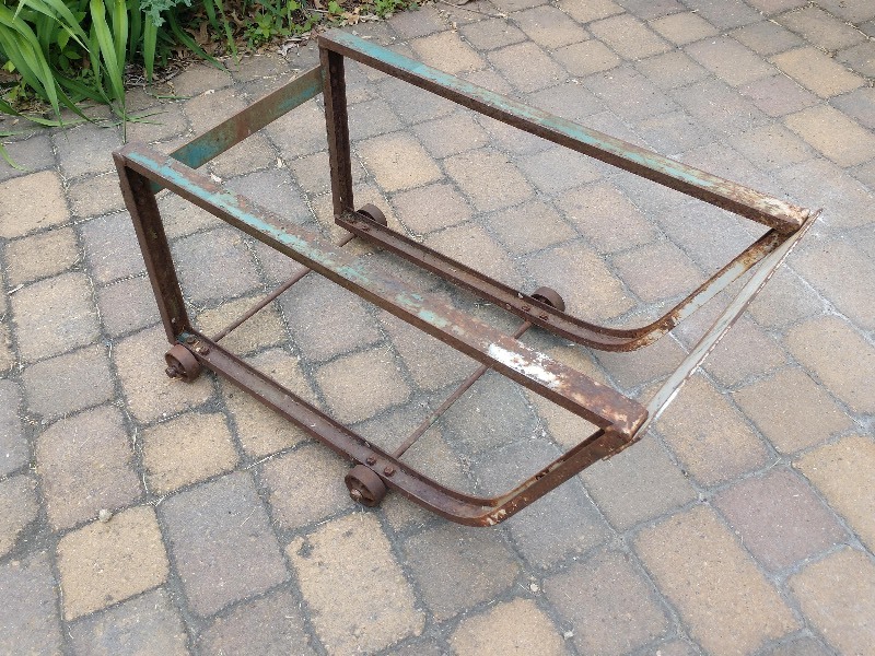 lot 81 image: Barrel Cart w Cast Iron Wheels