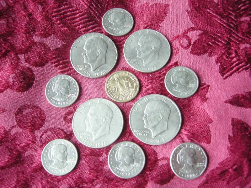 lot 63 image: Eisenhower - Susan B and Lincoln Dollar Coins