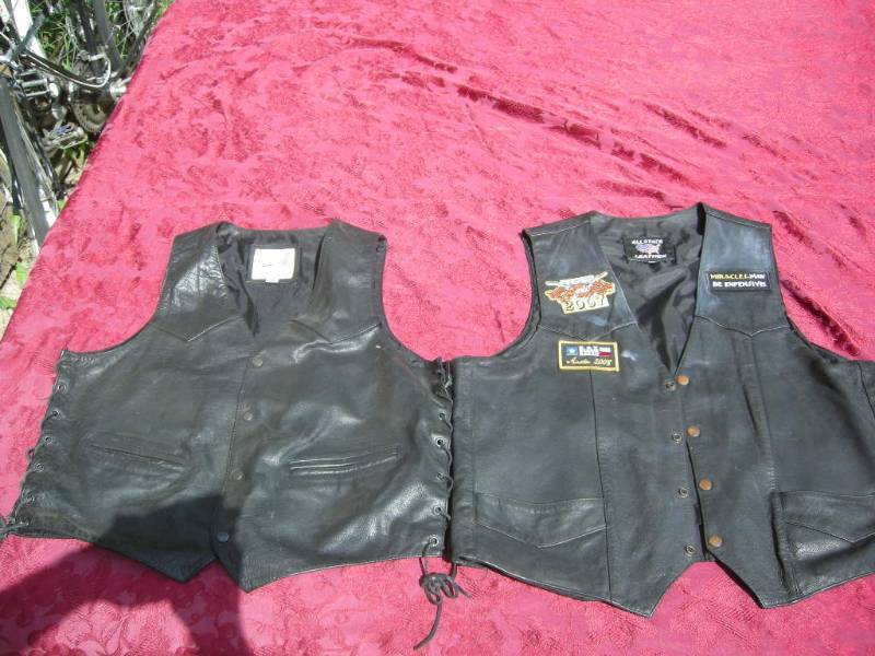 lot 92 image: 2 Black Leather Vests