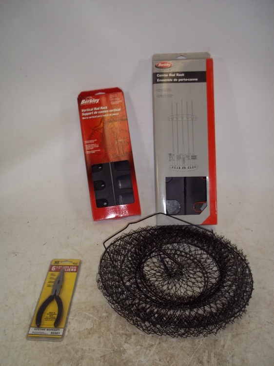 lot 15 image: Fishing Rod Holders, pliers and fish net