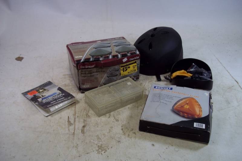 lot 27 image: Assorted Items, Helmet, Char- Diamonds, Emergency flare, ect