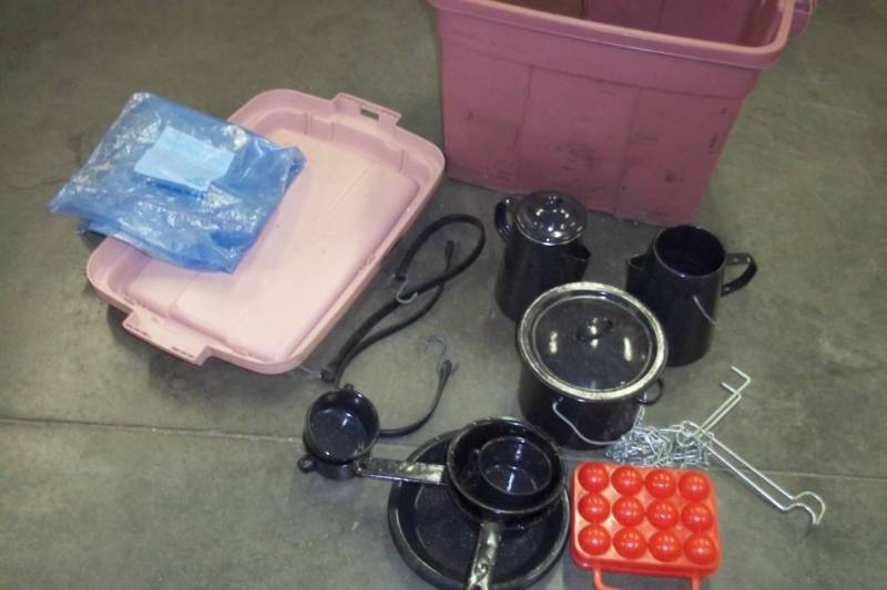 lot 67 image: Camping Cooking Supplies with Tote