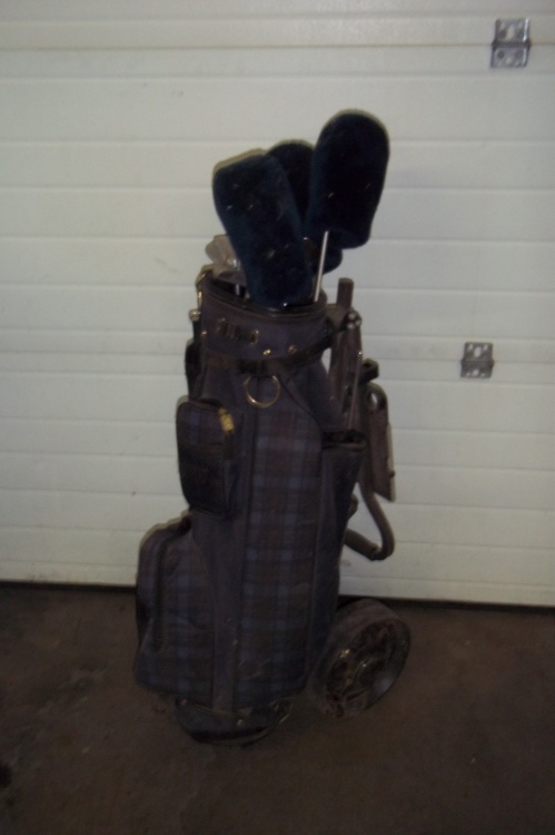 lot 137 image: Golf Clubs with golf bag and caddy