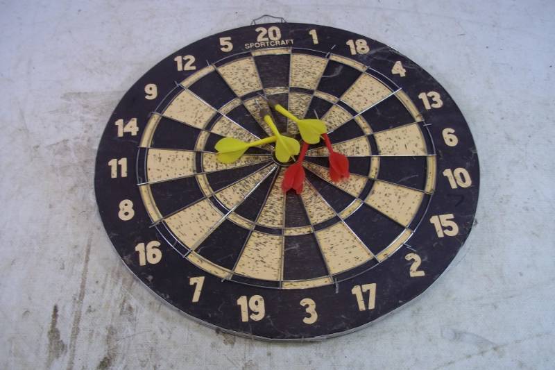 lot 151 image: Dart Board with darts