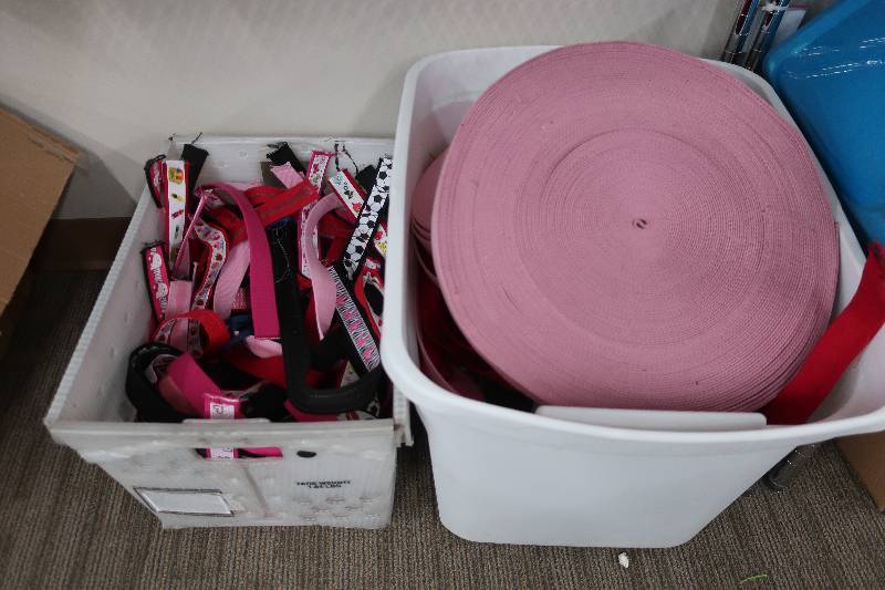 lot 509 image: 2 TOTES OF BELT FABRIC