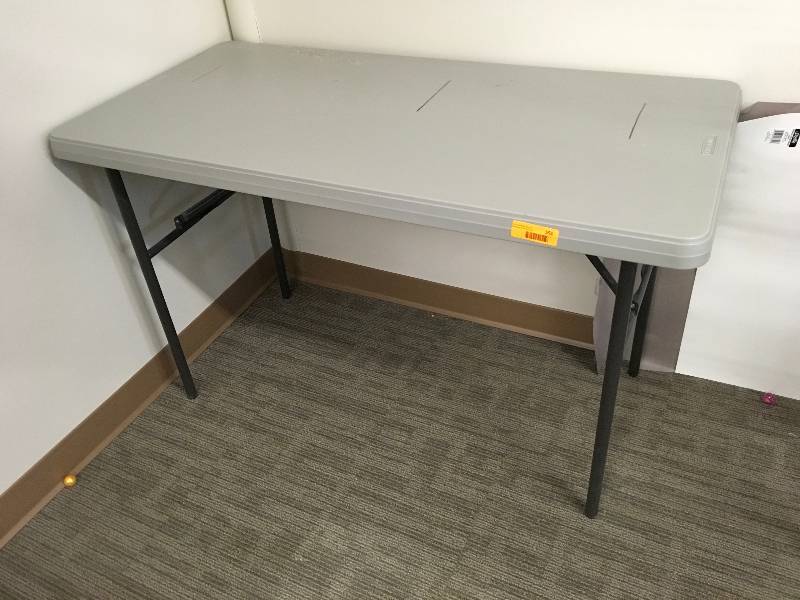 lot 555 image: GRAY TABLE, 4 X 2 X 29 TALL