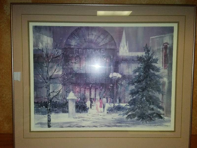 lot 4 image: Lou Roman RiverPlace Front in Minneapolis, (signed and Numbered) 238700m Framed, double matted 24 x 27 