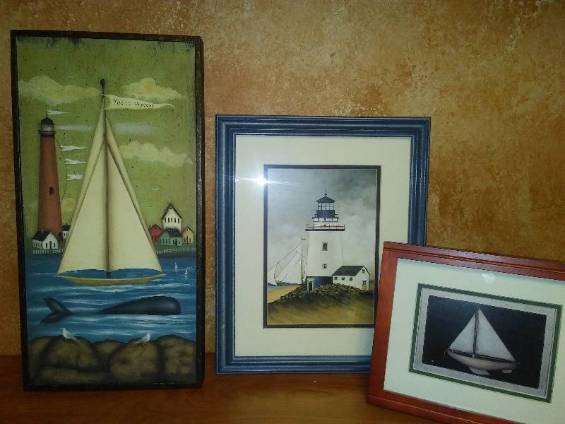 lot 10 image: Trio of Sailing Art, Nice Frames and matting, sizes vary