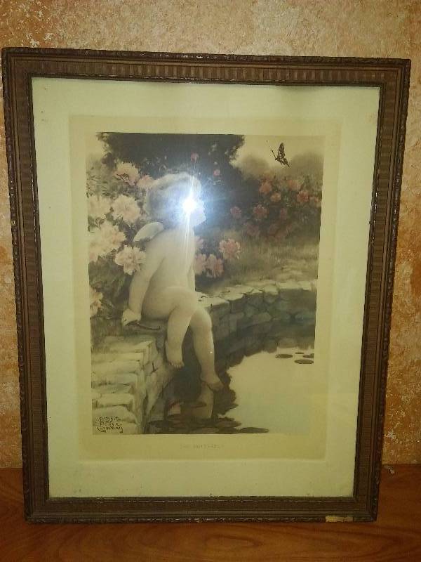 lot 11 image: Bessie Pease Gutmann, The Butterfly, 1912 Classic, #632 Gutmann and Gutmann, NY 19  x 15 
