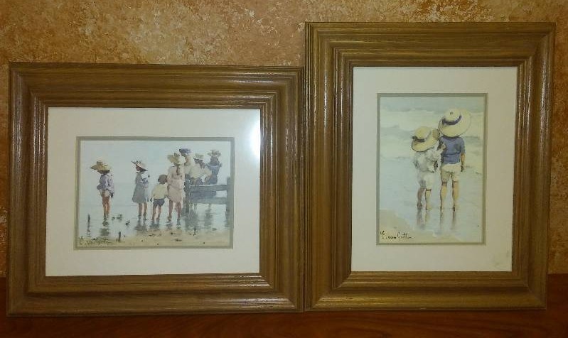 lot 20 image: E. Van Goethem, Seaside Beach Watercolor
