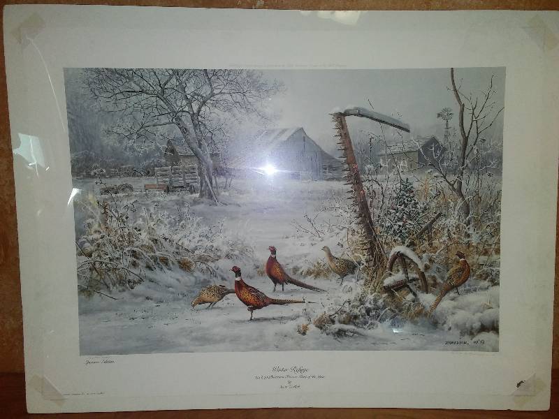 lot 44 image: Winter Refuge, Scott Zoellick, 1998-99 Pheasants Forever Print of the Year