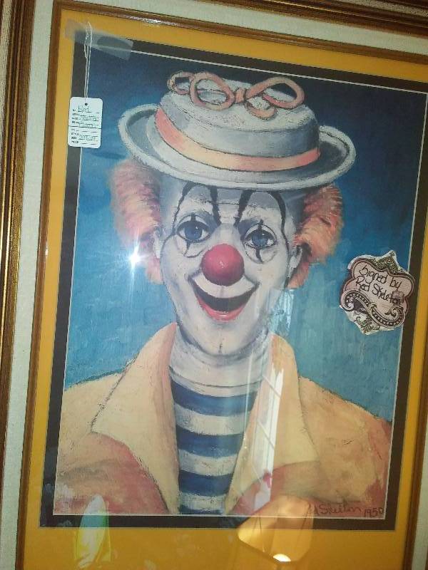 lot 70 image: Red Skelton Painting, Lady Clown, Signed