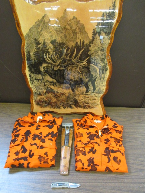 lot 307 image: NATURE ART, FLANNEL SHIRTS, AND KNIVES