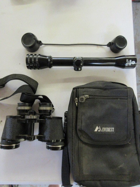 lot 314 image: RIFLE SCOPE AND BINOCULARS