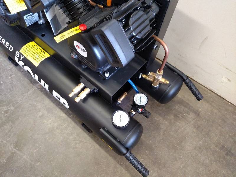 lot 3 image: AMP 8 Gallon Twin Tank Air Compress...