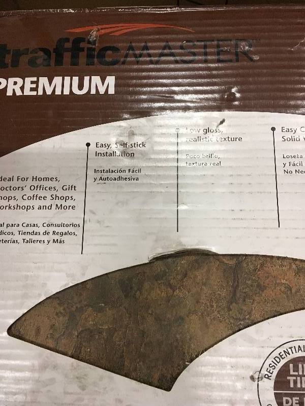 lot 29 image: Big lot of 8 Cases of trafficMaster Prmium Morocco Slate 12 in. x 12 in. Solid Vinyl Tile (30 sq. ft.  case) Self Stick  New