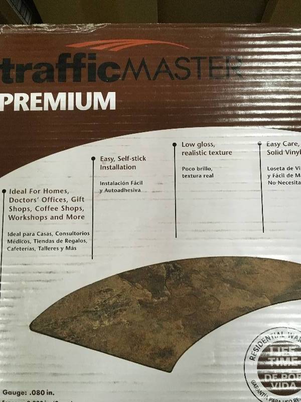 lot 33 image: Lot of 8 Cases of 30 Tiles per Case trafficMaster Premium 12 in x 12in Morocco Slate Self Stick Installation New