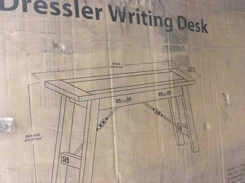 lot 53 image: Wagners Birch Finish Dressler  Writing Desk 54 in x 30.5 in Not Used
