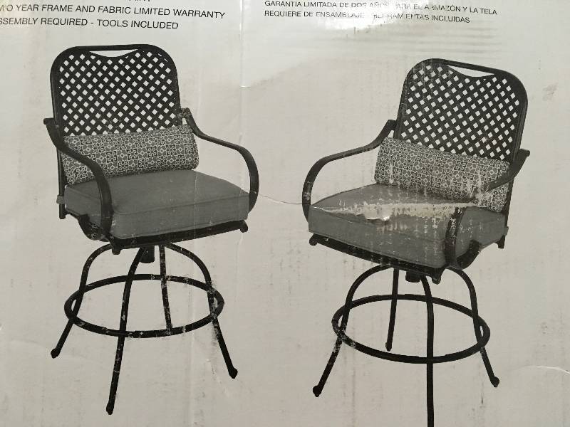 lot 56 image: Hampton Bay Fall River 2-Piece Metal Motion Outdoor Dining Chair with Bare Cushion Not Used