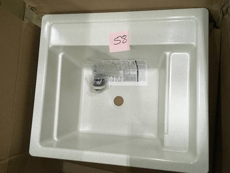 lot 58 image: Mustee Vector 22 in. x 25 in. Fiberglass Self-Rimming MultiTask Sink in Prairie Drift