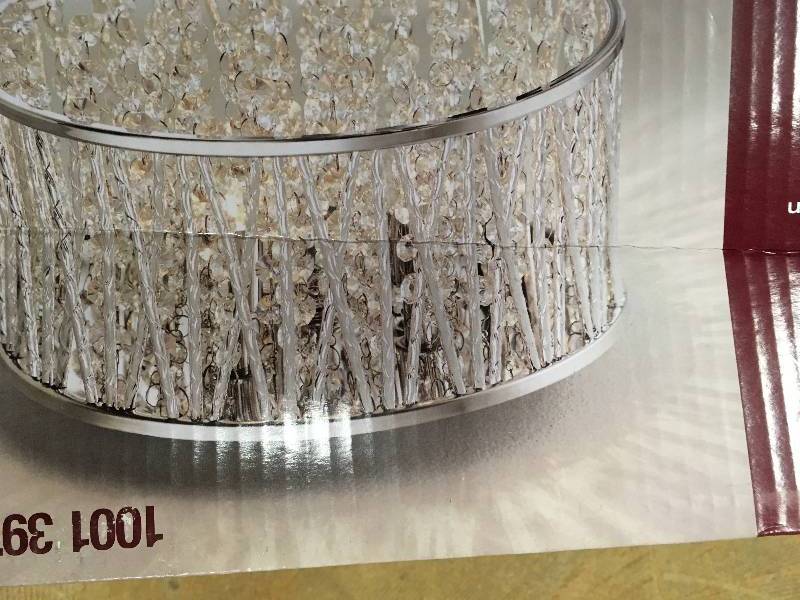 lot 61 image: Home Decorative 11.5 in. 3-Light Polished Chrome and Crystal Drum Shape Flushmount