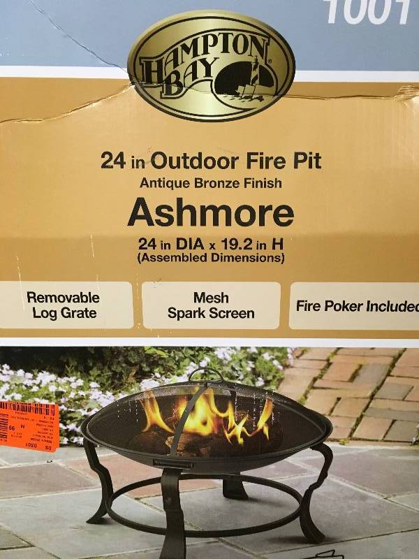 lot 74 image: Hampton Bay 24 in. Ashmore Round Steel Fire Pit
