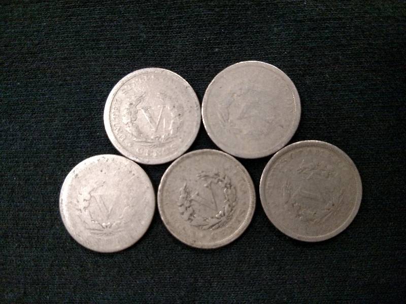 1899, 1900, 01, 03, & 04 V Nickels...
