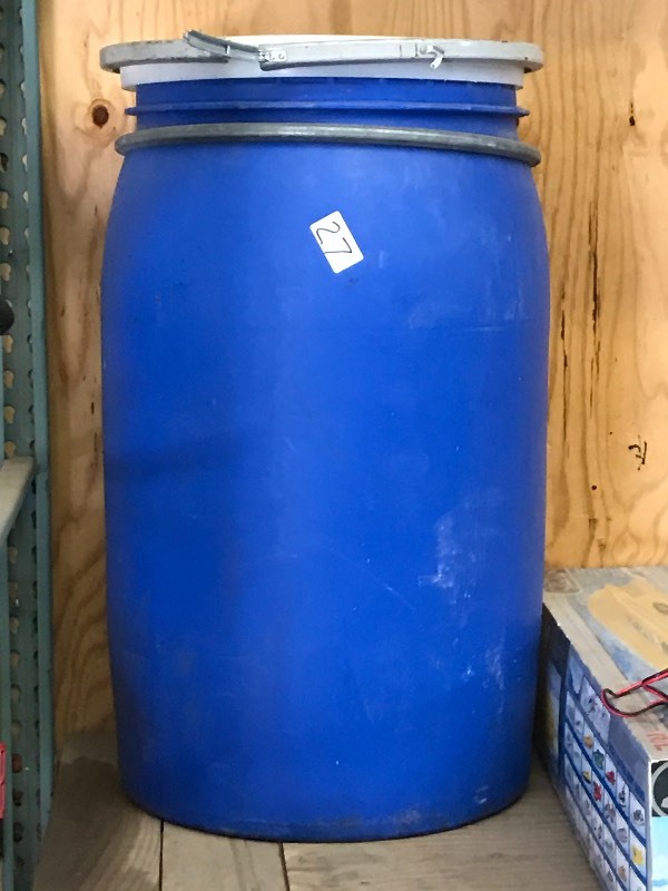 lot 27 image: 55-Gallon Poly Barrel With Removabl...