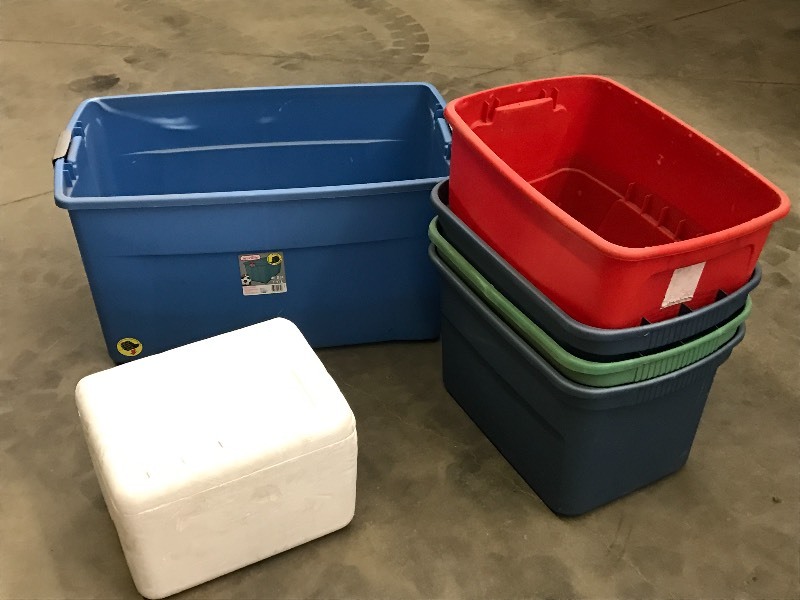 lot 94 image: Lot Of Assorted Storage Totes & Foa...