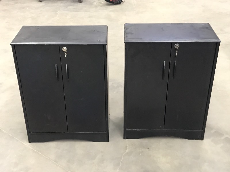 lot 101 image: (2) Locking Wooden CDDVD Storage C...
