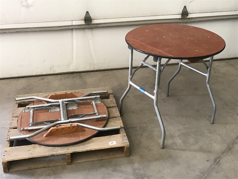 lot 106 image: (2) Wood-Top Folding Bar Tables ...