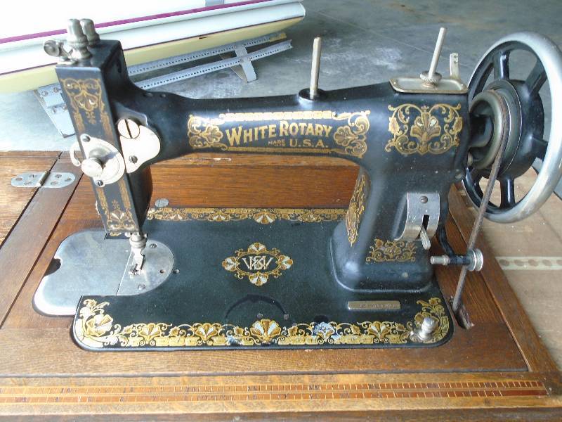Antique White Sewing Machine
