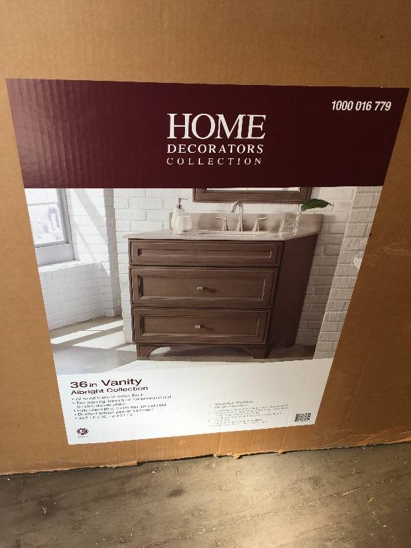 lot 4 image: Home Decorators Albright 36 in. W Bath Vanity Cabinet Only in Winter Gray  open box not used