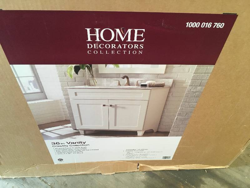lot 9 image: Home Decorators Creeley 36 in. Vanity Cabinet in Classic White  open box not used