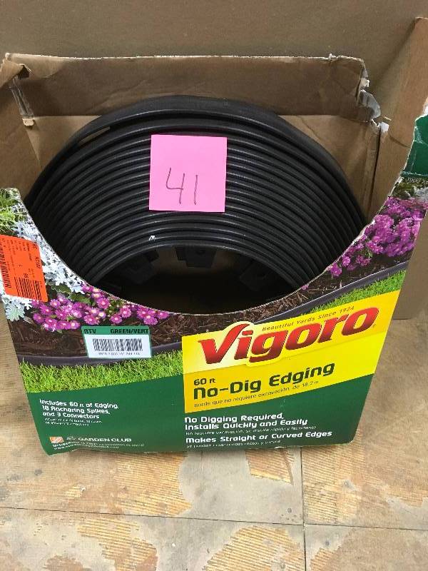 lot 41 image: Vigoro 60 ft. Lawn Edging 720 in x .5 in x 4.5 in. Black Plastic Lawn Edging