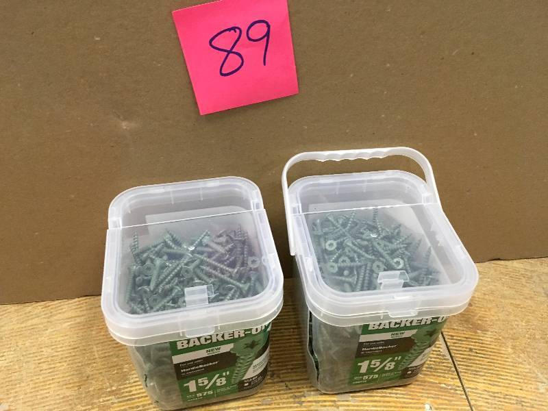 lot 89 image: Backer On #9 x 1-58 in. Serrated Head Star Drive Cement Board Screws (575-Pack) Lot of 2 boxes