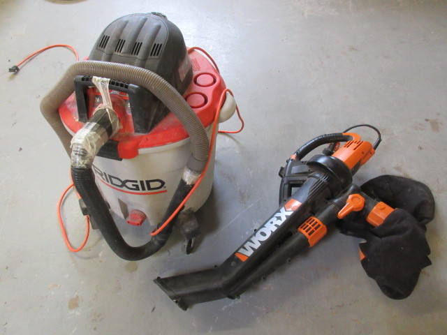 lot 544 image: WORX LEAF BLOWER AND RIDGID WETDRY VACUUM
