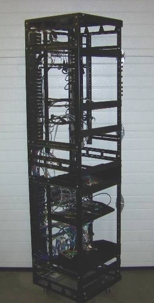 Middle Atlantic, 44RU, Professional Audio  Video Equipment Rack on Castors with Tripp-Lite Power Strip and Cables  Cable Guides