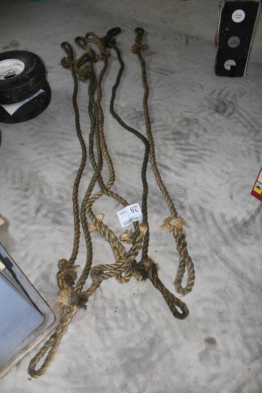 lot 28 image: Lot of (6) 8ft. long 1in. Hemp Ropes with Bradded in Eyes