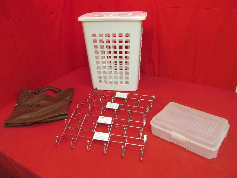 hamper, over door hooks, handbag