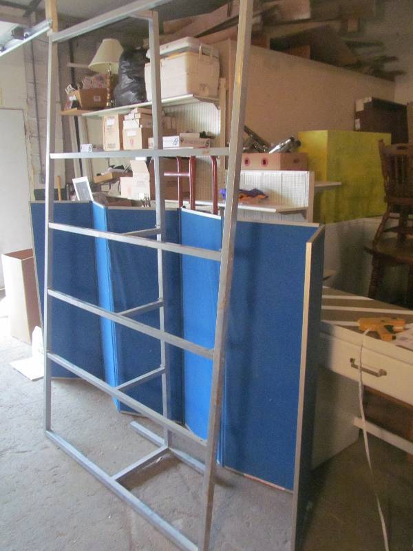 angled metal shelf unit