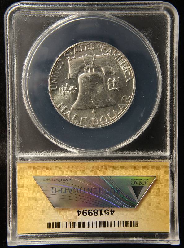 1950 FRANKLIN SILVER HALF DOLLAR MS63 FBL ANACS