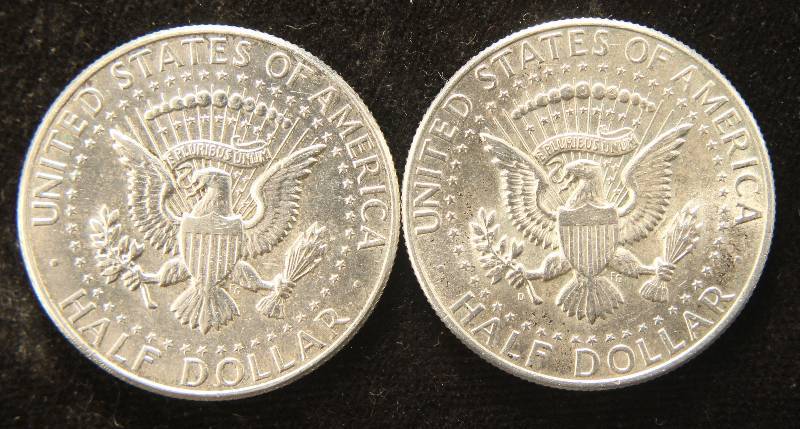 2 BU 1964 KENNEDY SILVER HALF DOLLARS